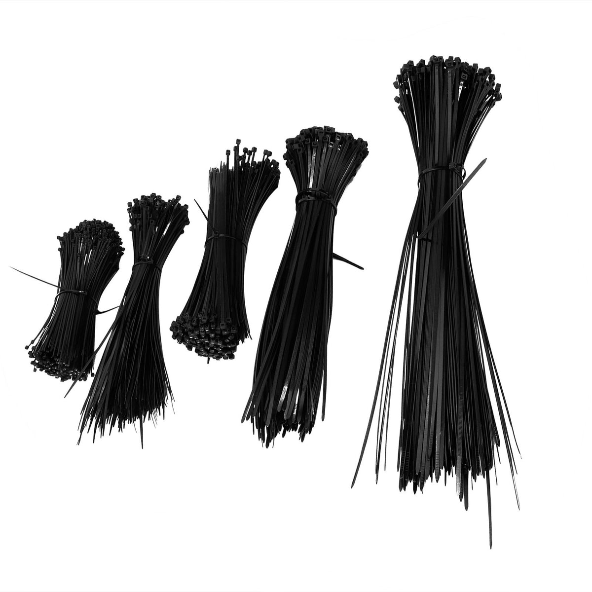 5Packs Cable Ties Zip Wraps Set Disposable Nylon Wire Cord Strap Fastener Fastening OrganizerBlack