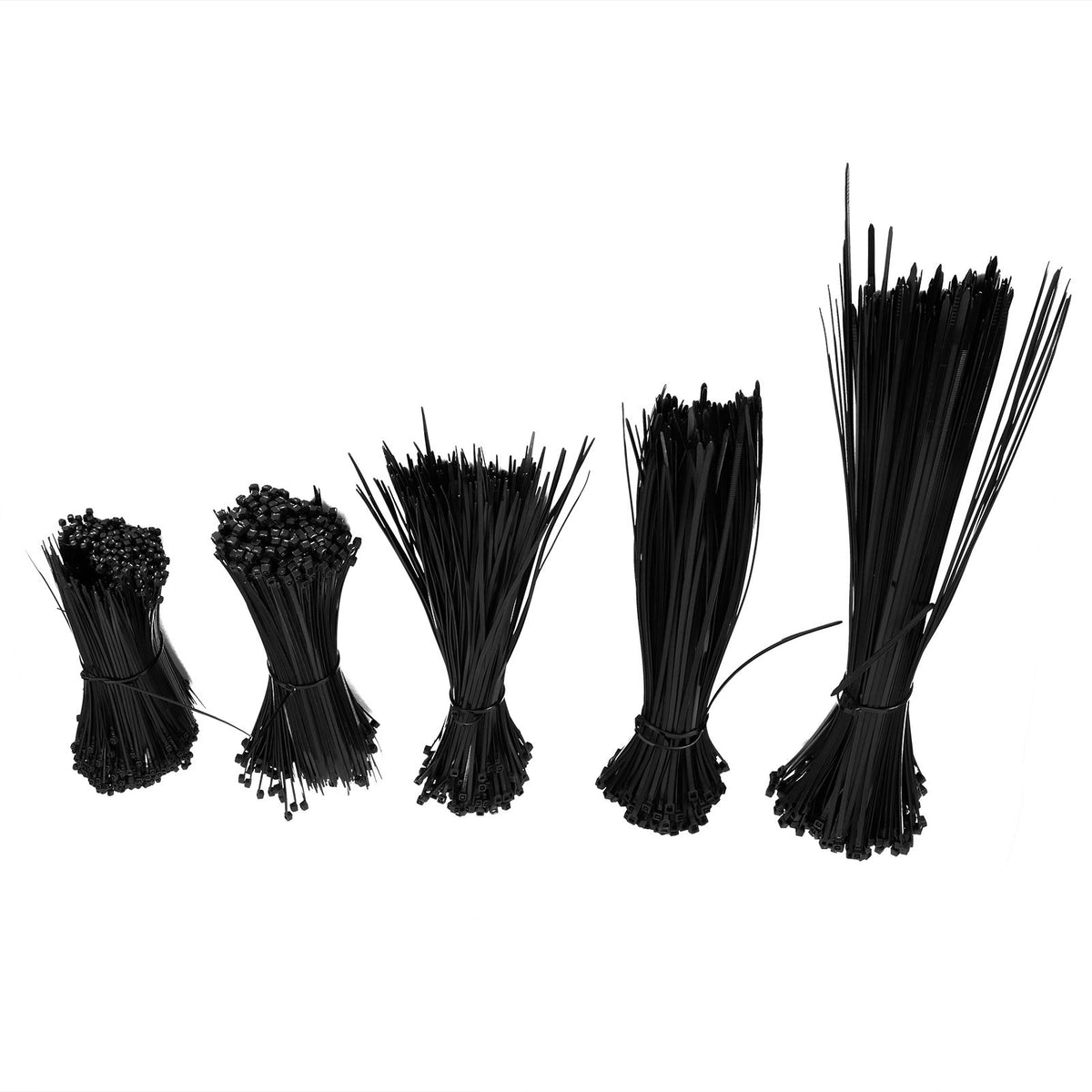 5Packs Cable Ties Zip Wraps Set Disposable Nylon Wire Cord Strap Fastener Fastening OrganizerBlack