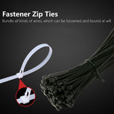 5Packs Cable Ties Zip Wraps Set Disposable Nylon Wire Cord Strap Fastener Fastening OrganizerBlack - Extra Image
