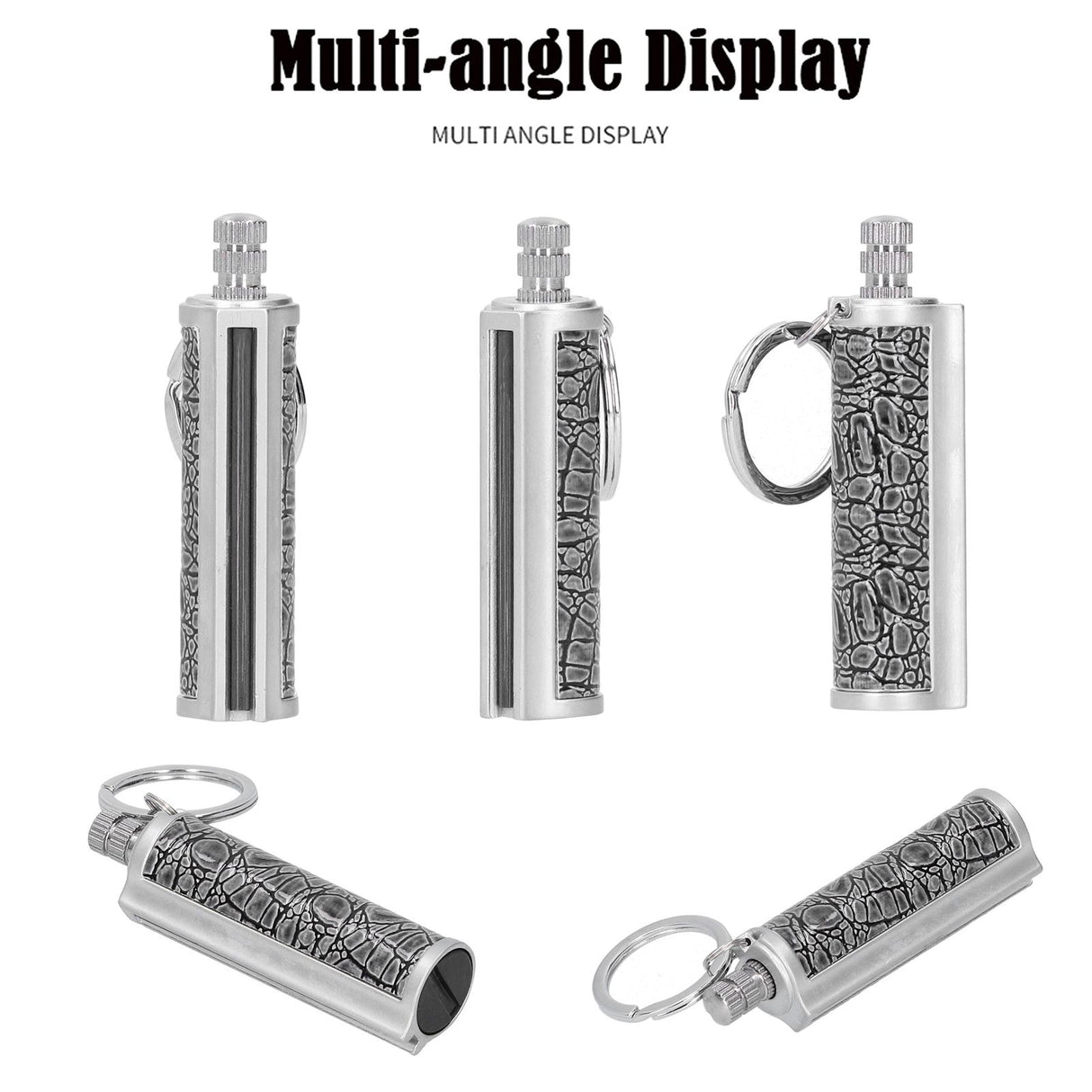 Cigarette Lighter Matchstick Kerosene Lighter Waterproof Lighter Outdoor Vintage Key ChainGray