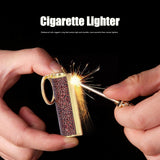 Cigarette Lighter Matchstick Kerosene Lighter Waterproof Lighter Outdoor Vintage Key ChainGolden Brown - Extra Image