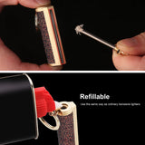 Cigarette Lighter Matchstick Kerosene Lighter Waterproof Lighter Outdoor Vintage Key ChainGolden Brown - Extra Image