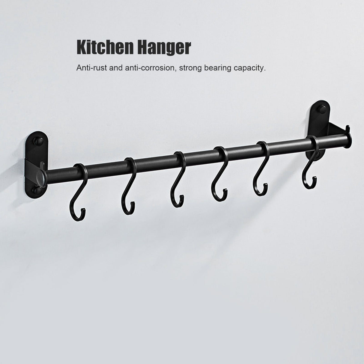 40cm 6 Hooks Pot Lid Hanger Punch WallMounted Storage Holder Kitchen Utensil Rack Organizer