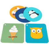 5PCS Silicone Placemat Cute Cartoon Animals Coaster Heat Resistant Table Mats for Home Kitchen