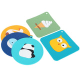 5PCS Silicone Placemat Cute Cartoon Animals Coaster Heat Resistant Table Mats for Home Kitchen - Side View