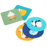 5PCS Silicone Placemat Cute Cartoon Animals Coaster Heat Resistant Table Mats for Home Kitchen - Top-Down View
