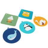 5PCS Silicone Placemat Cute Cartoon Animals Coaster Heat Resistant Table Mats for Home Kitchen - Rear View