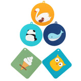 5PCS Silicone Placemat Cute Cartoon Animals Coaster Heat Resistant Table Mats for Home Kitchen - Low Angle