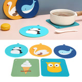 5PCS Silicone Placemat Cute Cartoon Animals Coaster Heat Resistant Table Mats for Home Kitchen - Extra Image