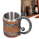 Resin Drinking Mug Oak Barrel Personalized Viking Vintage Stainless Steel HandMade Cup - Extra Image
