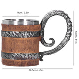 Resin Drinking Mug Oak Barrel Personalized Viking Vintage Stainless Steel HandMade Cup