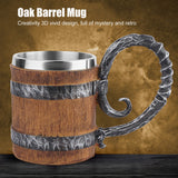 Resin Drinking Mug Oak Barrel Personalized Viking Vintage Stainless Steel HandMade Cup - Extra Image