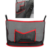 Handbag Holder Organizer Polyester Fiber Car Interior Seat Back Storage Net Bag AccessoryWith Pocket Red