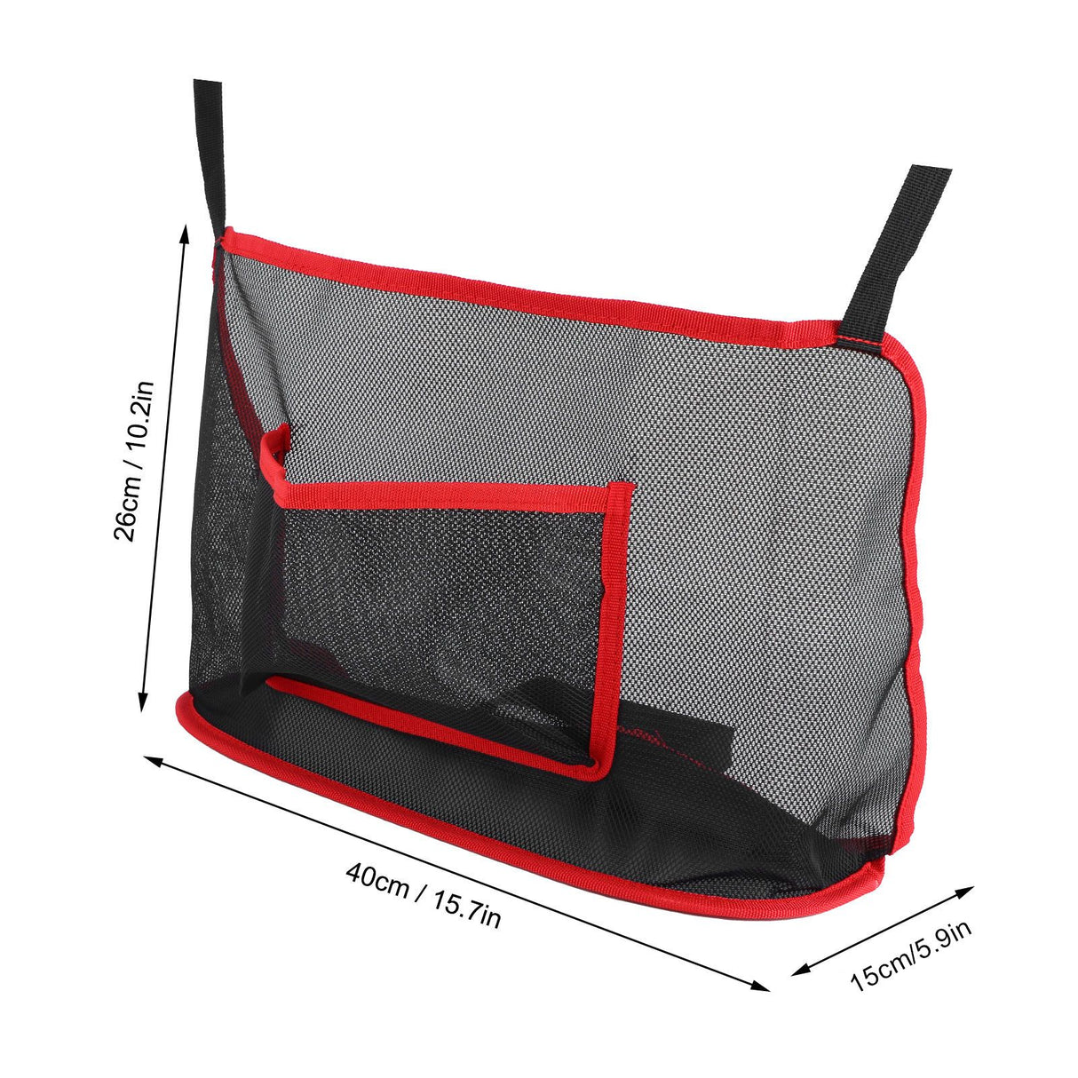 Handbag Holder Organizer Polyester Fiber Car Interior Seat Back Storage Net Bag AccessoryWith Pocket Red