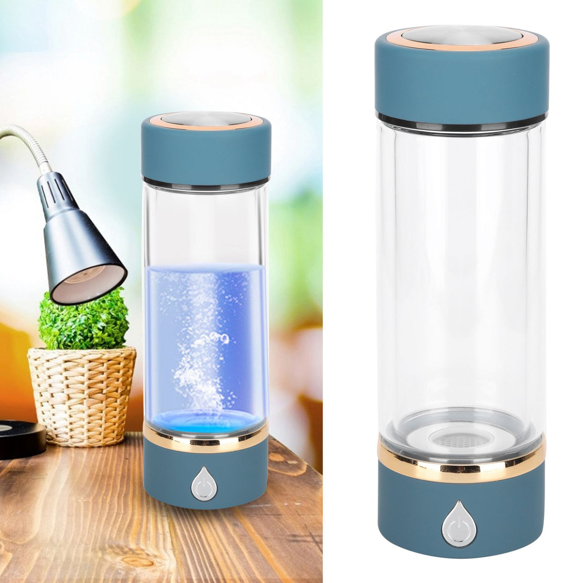 Hydrogen Water Bottle Generator USB Portable Hydrogen Water Maker Machine 380ml Blue