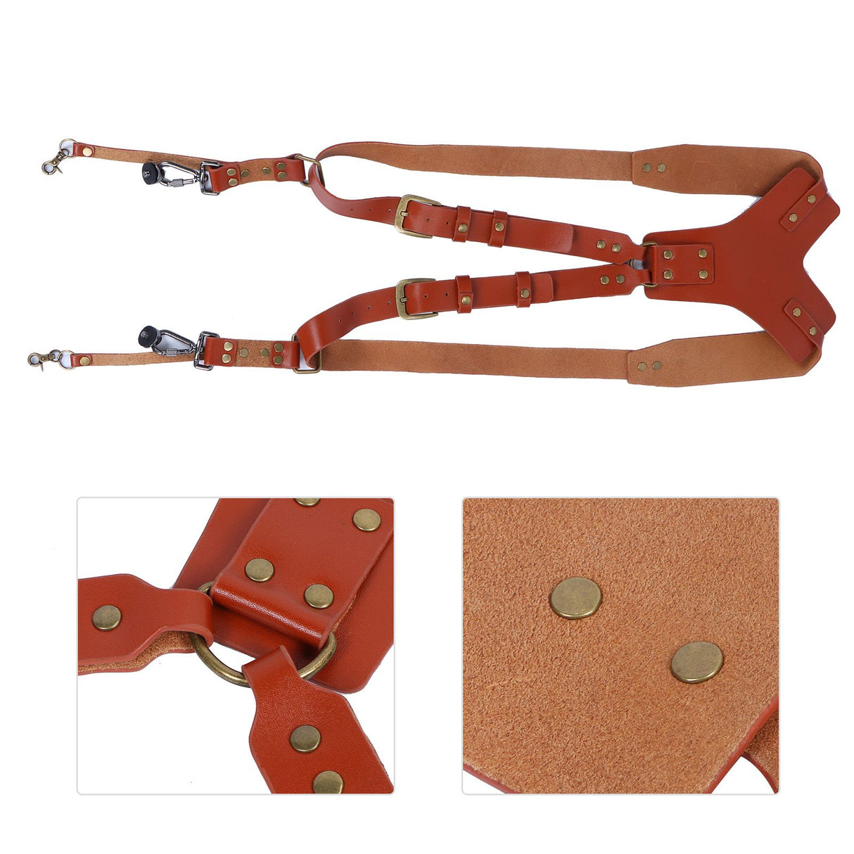 Camera Double Shoulder Strap Leather Camera Harness Photography Accessories for Outdoor Use