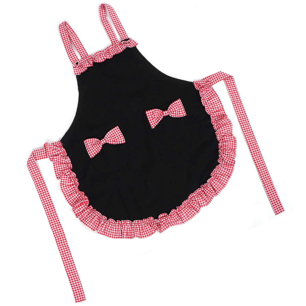 Bowknot Apron Multifunctional Cooking Oil‑Proof Waterproof Antifouling Apron for KitchenBlack + Pink