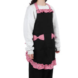 Bowknot Apron Multifunctional Cooking Oil‑Proof Waterproof Antifouling Apron for KitchenBlack + Pink - Rear View