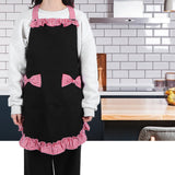 Bowknot Apron Multifunctional Cooking Oil‑Proof Waterproof Antifouling Apron for KitchenBlack + Pink