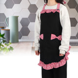 Bowknot Apron Multifunctional Cooking Oil‑Proof Waterproof Antifouling Apron for KitchenBlack + Pink