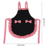 Bowknot Apron Multifunctional Cooking Oil‑Proof Waterproof Antifouling Apron for KitchenBlack + Pink