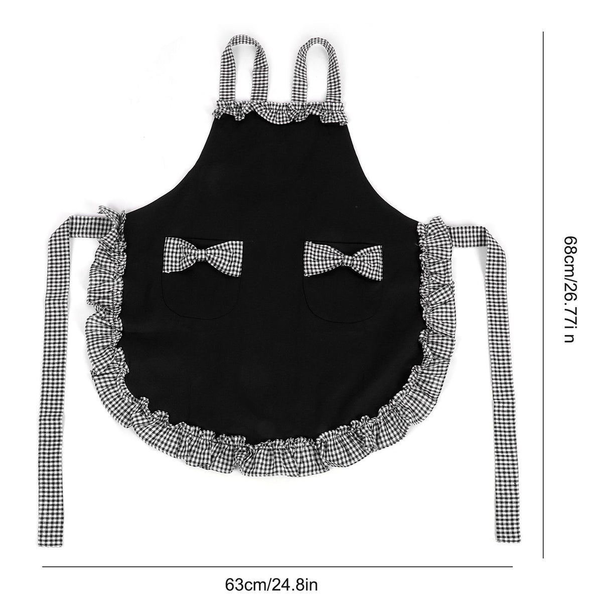 Bowknot Apron Multifunctional Cooking Oil‑Proof Waterproof Antifouling Apron for KitchenBlack
