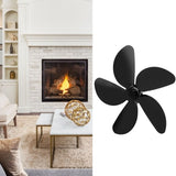 Fireplace Fan Blade Universal Aluminum Alloy 5-Blade Heat Powered Fan Accessory Black