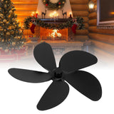 Fireplace Fan Blade Universal Aluminum Alloy 5-Blade Heat Powered Fan Accessory Black