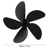 Fireplace Fan Blade Universal Aluminum Alloy 5-Blade Heat Powered Fan Accessory Black - Extra Image