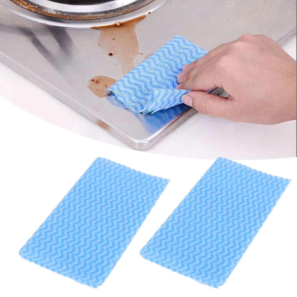 2Packs Disposable NonWoven Rag Washing Dish Towel Kitchen Cleaning Cloth Wiping Rag(Blue )