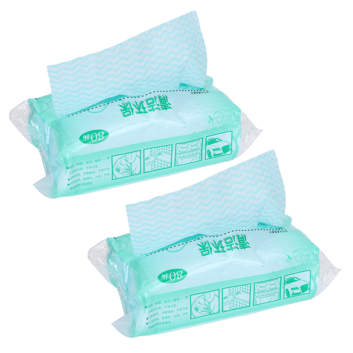 2Packs Disposable NonWoven Rag Washing Dish Towel Kitchen Cleaning Cloth Wiping Rag(Green )