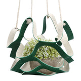 Plant Hanger PU Leather Wall Hanging Flower Pot Holder Basket Home Garden DecorationS Green - Rear View