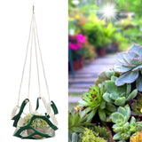 Plant Hanger PU Leather Wall Hanging Flower Pot Holder Basket Home Garden DecorationS Green