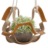 PU Leather Plant Hanger Wall Hanging Planter Shelf Flower Pot Holder Indoor Home Decor YellowL - Rear View