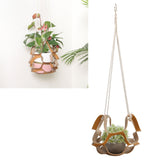 PU Leather Plant Hanger Wall Hanging Planter Shelf Flower Pot Holder Indoor Home Decor YellowL - Extra Image