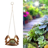 PU Leather Flower Pot Display Holder Succulent Hanging Basket Planter DecorationL Brown