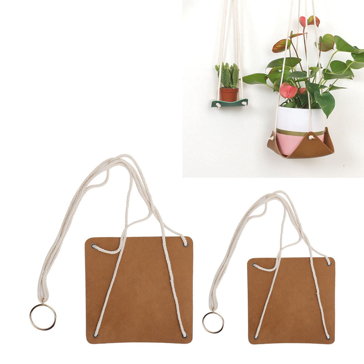 2Pcs Plant Hanger Decorative Flower Pot Holder Hanging Planter Basket with Cotton Rope