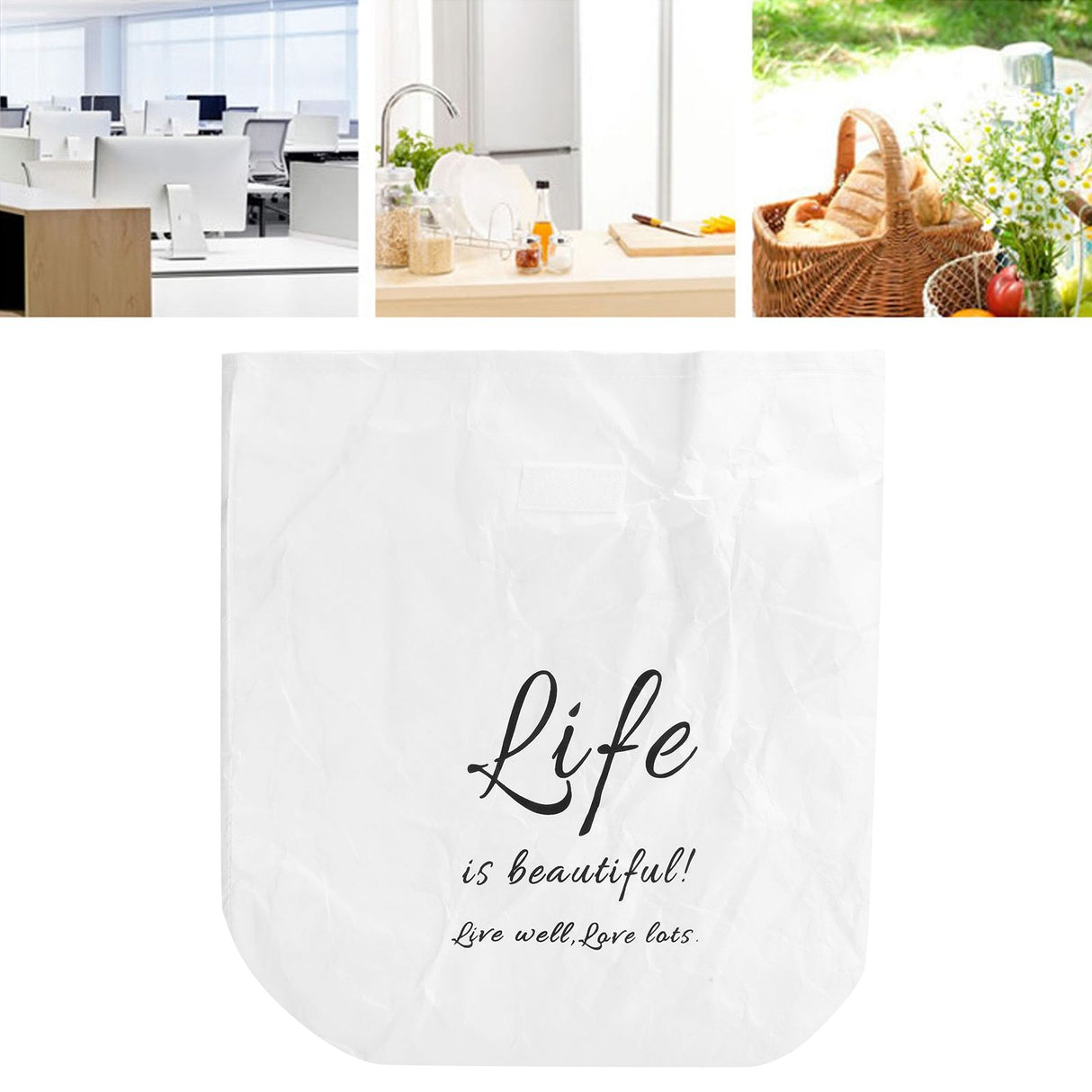 Kraft Paper Lunch Bag Aluminum Film Insulated Holder Environmental Protection Storage SuppliesWhite