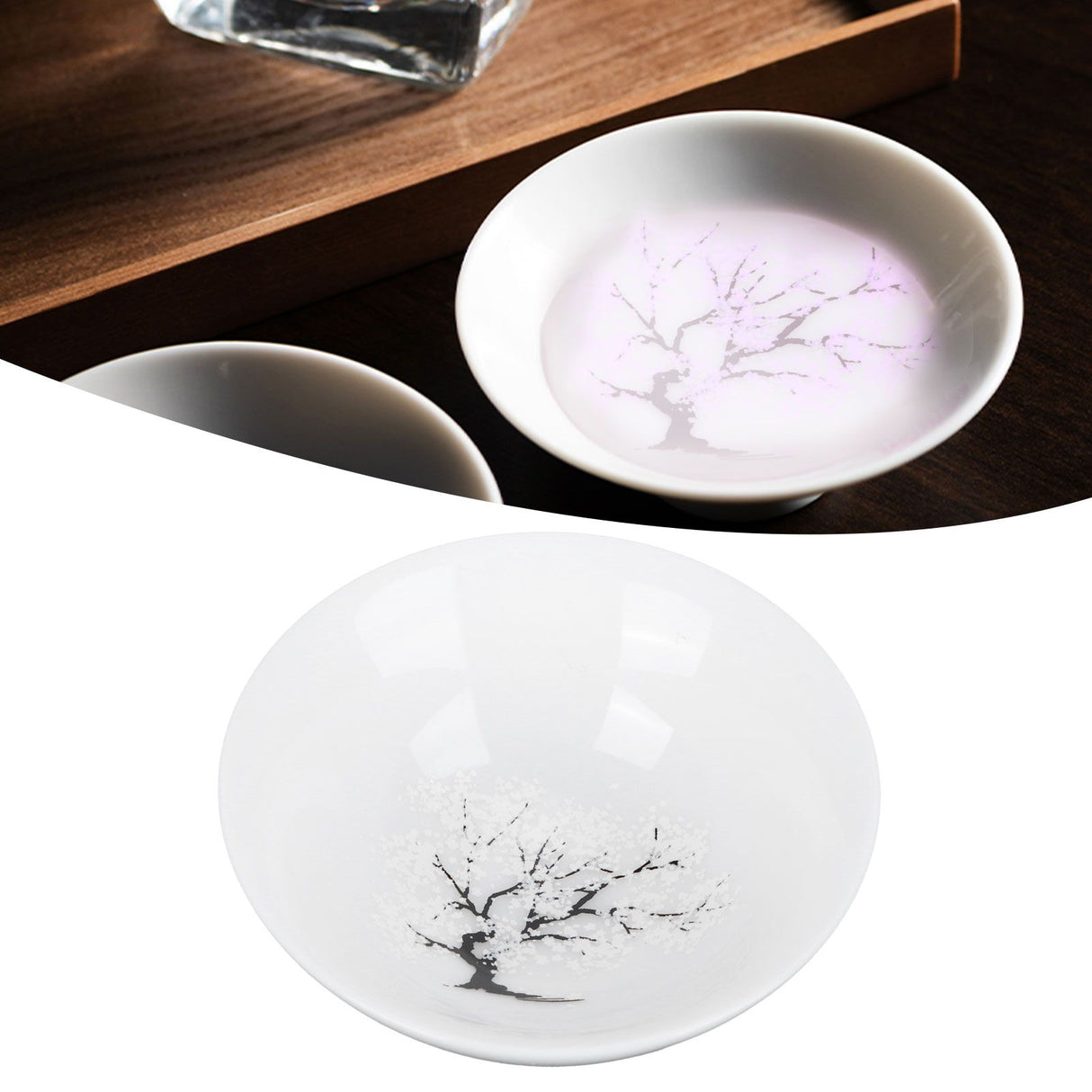Ceramic Cup Japanese style Color Changing Sakura Tea Wine Cup Drinkware Accessory(Cold Change )