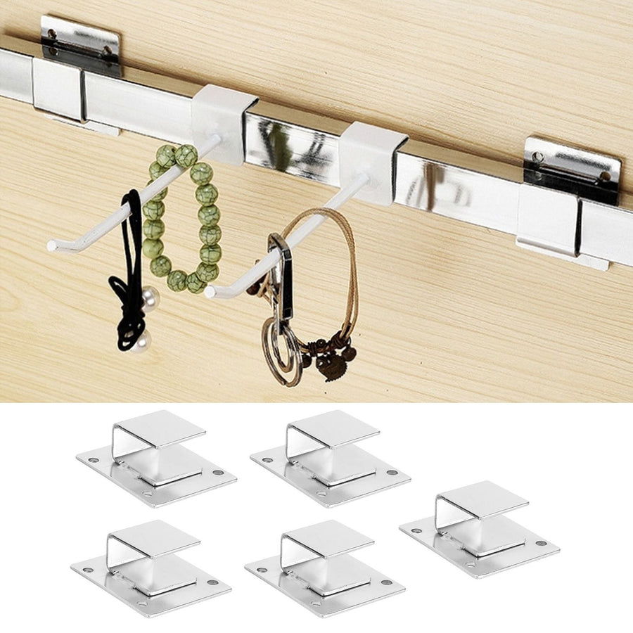 5Pcs Shelf Mount Bracket Hanger Stainless Steel Tube Support Holder Buckle Hardware SilverOpening Type
