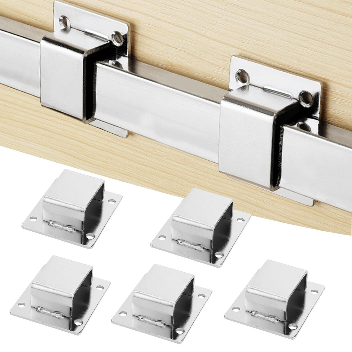 5Pcs Shelf Mount Bracket Hanger Stainless Steel Tube Support Holder Buckle Hardware SilverSealing Type
