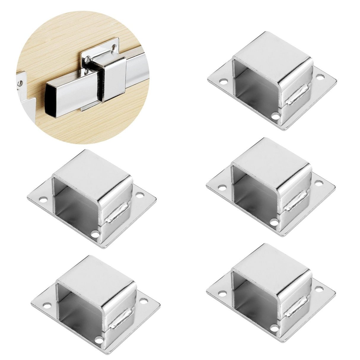 5Pcs Shelf Mount Bracket Hanger Stainless Steel Tube Support Holder Buckle Hardware SilverSealing Type