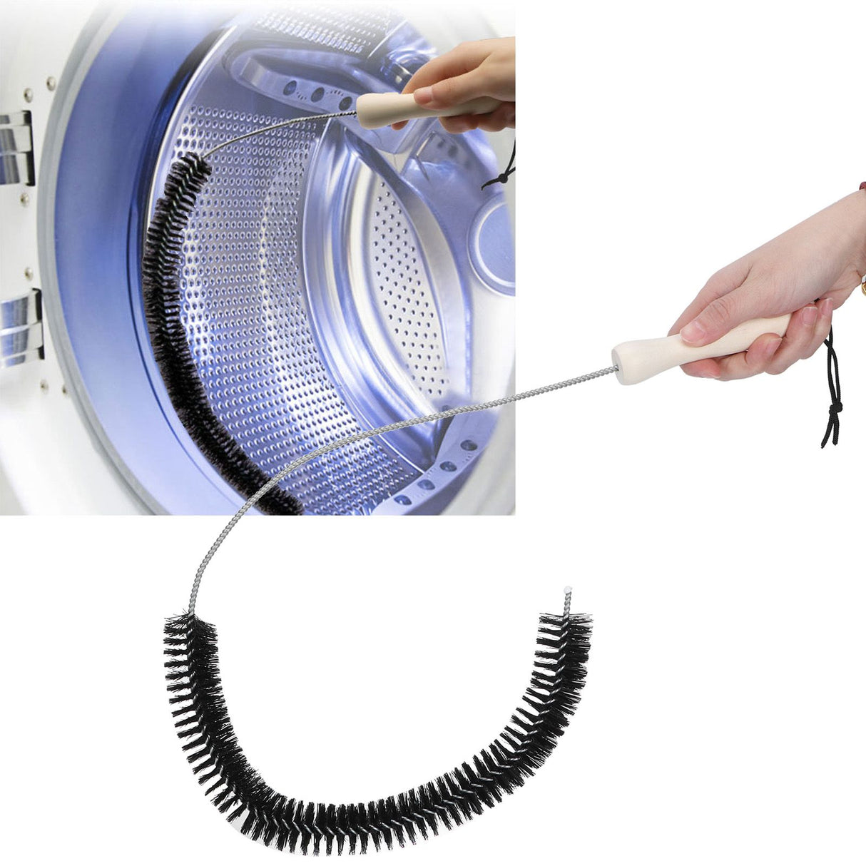 Cleaning Brush Flexible Bendable Dryer Washing Machine Refrigerator Pipe Dredge ToolBlack