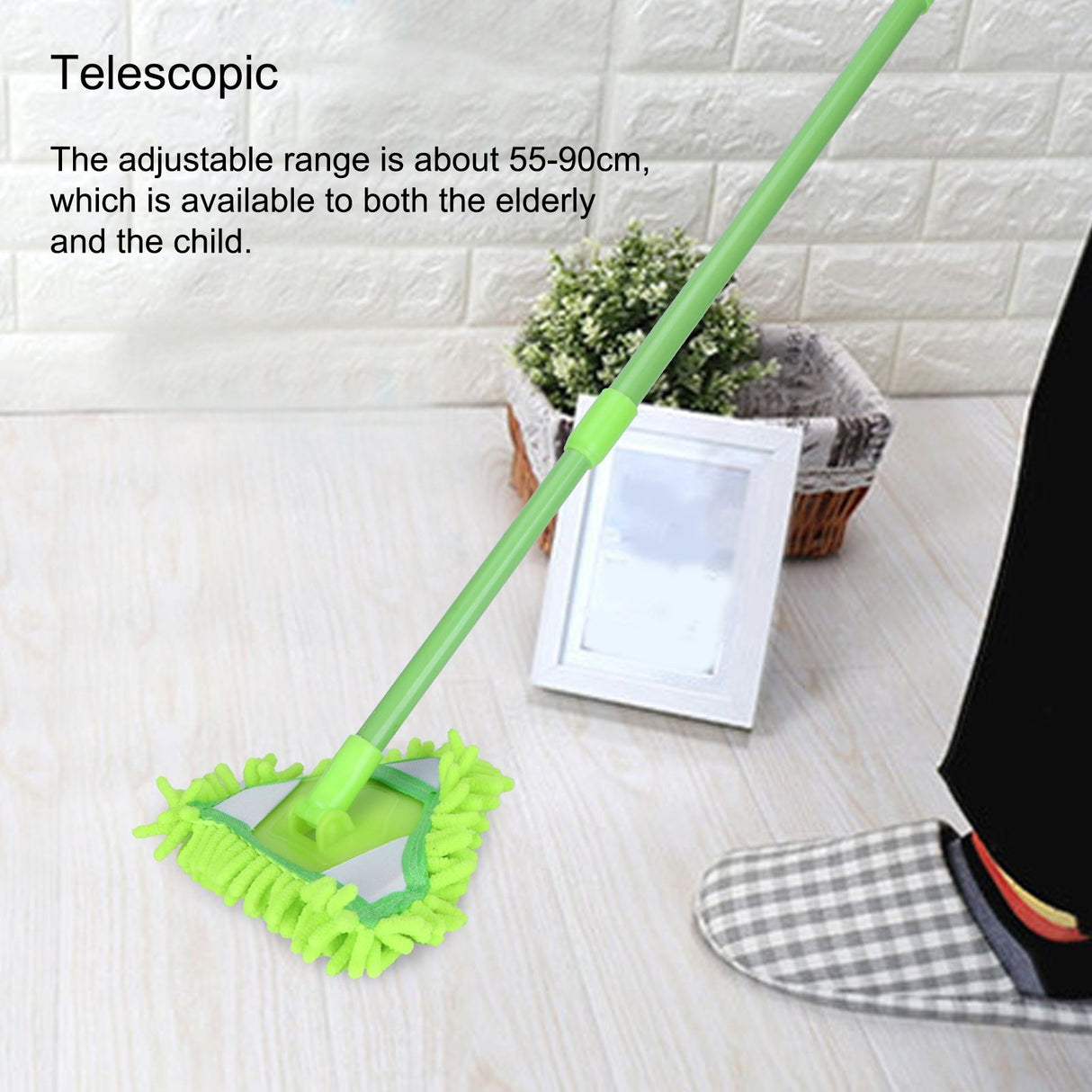 Extendable Mop 180 Degree Rotatable Triangular Cleaning Mop Home Wall Ceiling Floor Cleaning