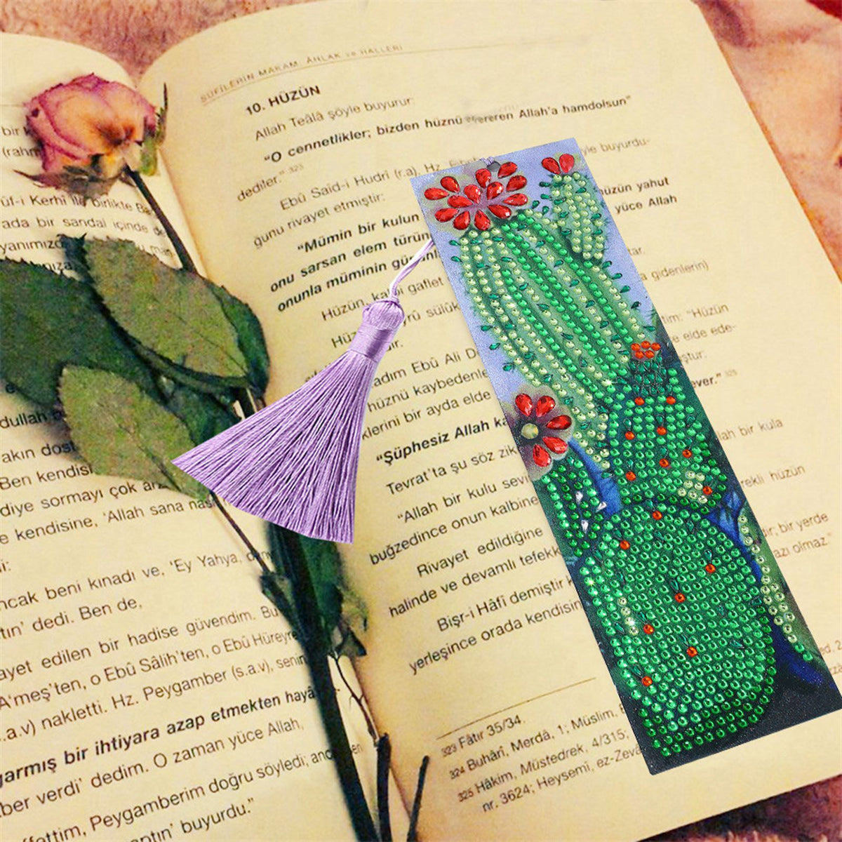 DIY Diamonds Painting Bookmarks Tassel Bookmark for Home Office School DIY MakingSucculent Pattern