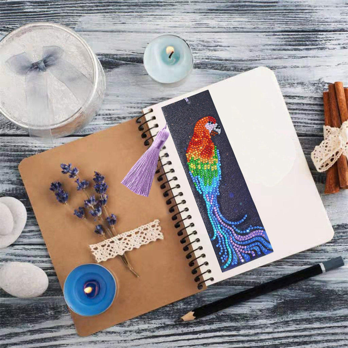 DIY Diamonds Painting Bookmarks Tassel Bookmark for Home Office School DIY MakingBird Pattern