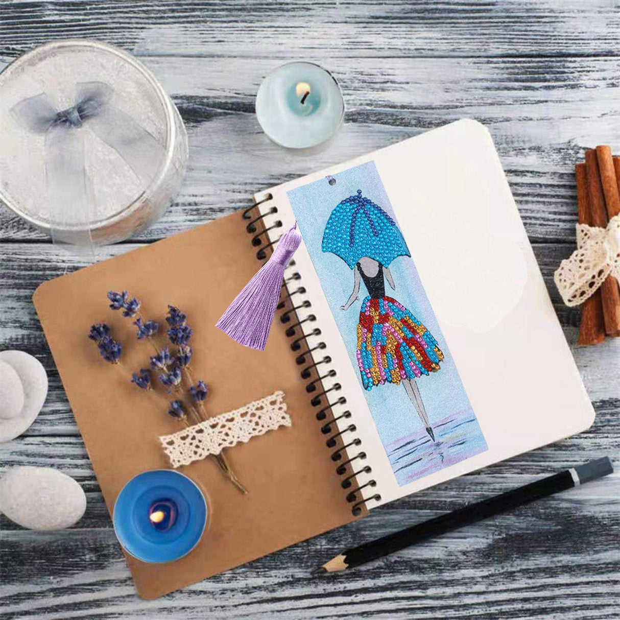 DIY Diamond Painting Bookmarks with Tassel Crafts Gift for Home Office School UseAA389‑Girl