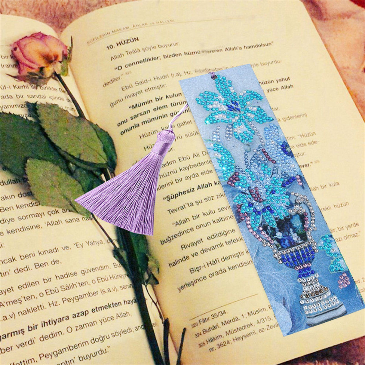 DIY Diamond Painting Bookmarks with Tassel Crafts Gift for Home Office School UseAA390‑Vase