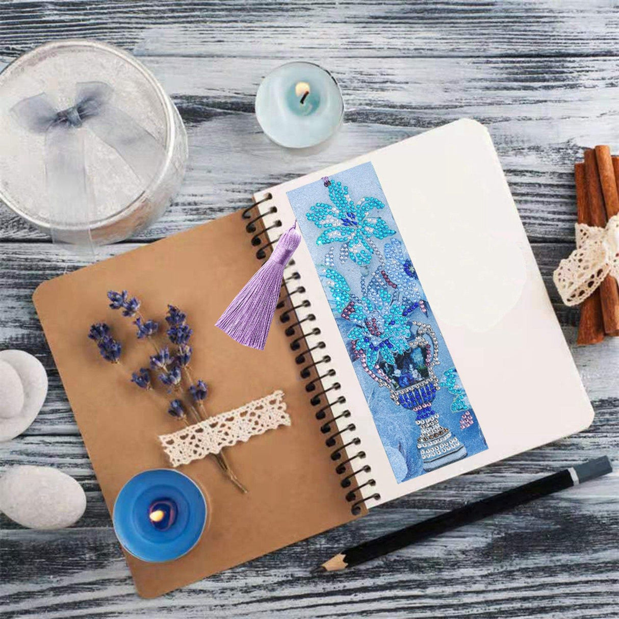 DIY Diamond Painting Bookmarks with Tassel Crafts Gift for Home Office School UseAA390‑Vase