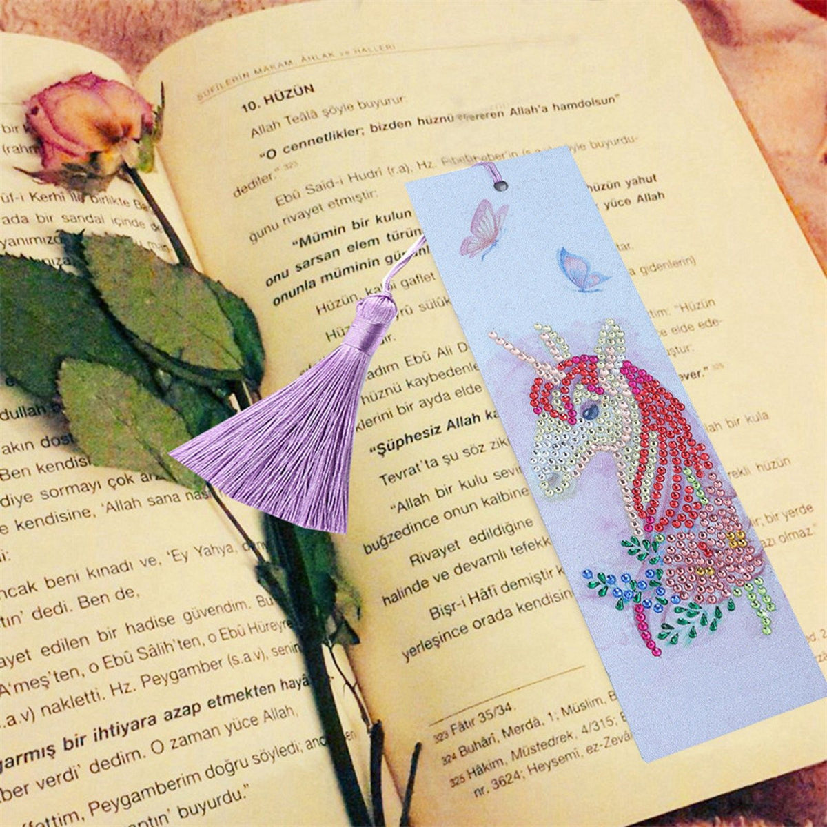 Diamond Painting Bookmarks with Tassel DIY Artware gift for Home Office School StudentsAA391‑Color Horse